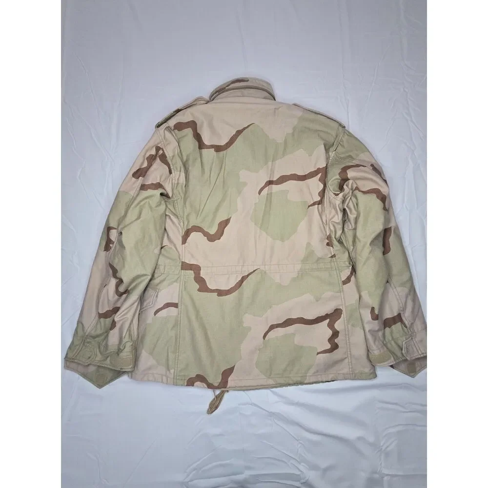 Desert Camo Army Military Jacket Medium Beige Vintage Outdoor